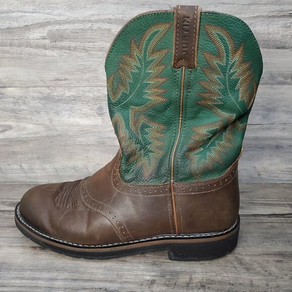 Justin Boots WK4670 - Stampede Blade Green Round Toe Wellington Work Boots main image 12